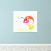 Meisje met camera, klikken canvas afdruk (Insitu (Houten vloer))