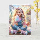 Meisje met carnaval katoenen Snoep Kaart (Gele Bloem)