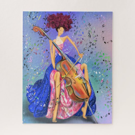 Meisje met Cello - Fantastic Melody - Tekening Legpuzzel (Verticaal)