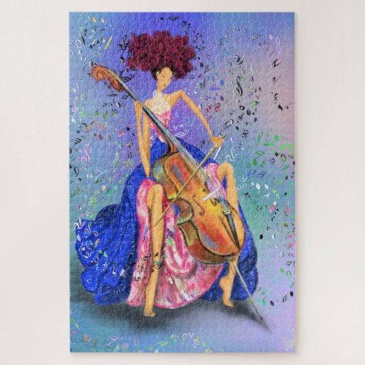 Meisje met Cello - Fantastic Melody - tekenkunst Legpuzzel (Verticaal)
