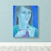 Meisje met chocolade 2011 canvas afdruk (Insitu (Houten vloer))