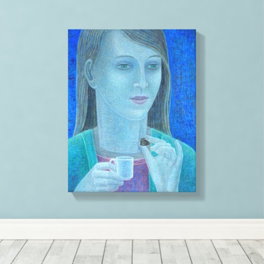 Meisje met chocolade 2011 canvas afdruk (Insitu (Houten vloer))