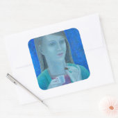 Meisje met chocolade 2011 vierkante sticker (Envelop)