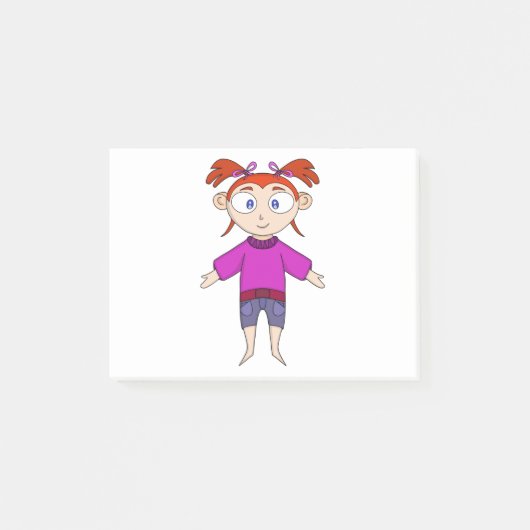 Meisje met comfortabele kleren en vlechten post-it® notes (Voorkant)