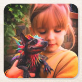 Meisje met creatie kartonnen onderzetters (Voorkant)