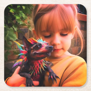 Meisje met creatie kartonnen onderzetters