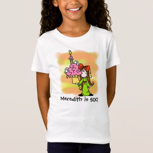Meisje Met Cupcake  Verjaardag T-shirt (Voorkant)