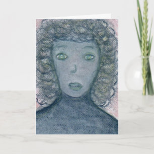 Meisje met Curly Hair Chalks Portret Spirituele Ku Kaart