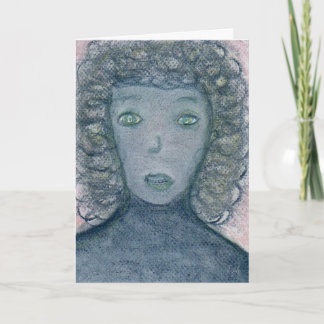 Meisje met Curly Hair Chalks Portret Spirituele Ku Kaart