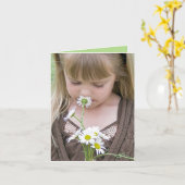 Meisje met Daisy Bouquet Kaart (Gele Bloem)