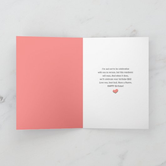 Meisje met Dark Hair Best Friend Pandemic Birthday Kaart (Binnen)