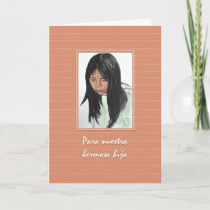 Meisje met Dark Hair Cumpleaños Hija Birthday Kaart