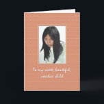Meisje met Dark Hair Daughter Birthday Kaart<br><div class="desc">Deze kaart bevat een gouache schilderij van een jong twintigers meisje met recht,  donker haar en zegt: "Voor mijn lieve,  mooie,  creatieve kind" Binnenin: "Ik hou zoveel van je. Moge je verjaardag vol vreugde en verrassingen staan. Gelukkige verjaardag,  dochter!"</div>