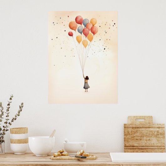 Meisje met de ballonnen poster (Keuken)