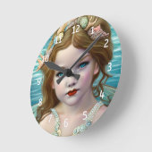  meisje met de blauwe oceaan ronde klok (Hoek)