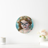  meisje met de blauwe oceaan ronde klok (Huis)