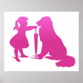 Meisje met de Dog Nursery Silhouette Gradient Pink Poster (Voorkant)