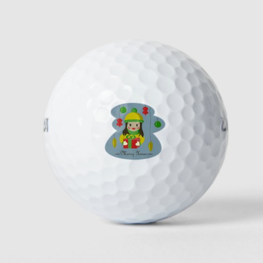 Meisje met de doos van de Kerstmisgift Golfballen (Voorkant)