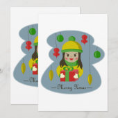 Meisje met de doos van de Kerstmisgift Kaart (Voorkant / Achterkant)