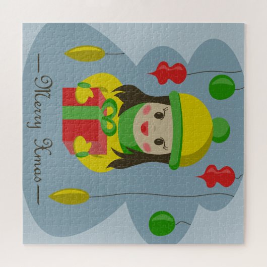 Meisje met de doos van de Kerstmisgift Legpuzzel (Horizontaal)