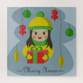 Meisje met de doos van de Kerstmisgift Legpuzzel (Verticaal)