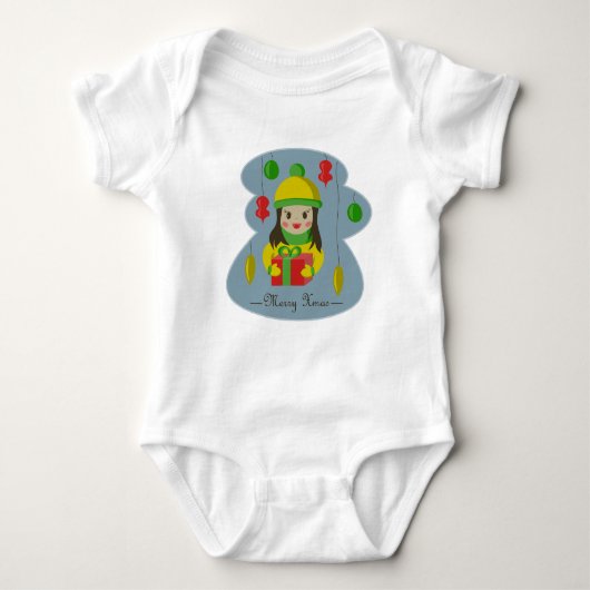 Meisje met de doos van de Kerstmisgift Romper (Voorkant)