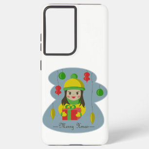 Meisje met de doos van de Kerstmisgift Samsung Galaxy Hoesje