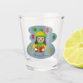 Meisje met de doos van de Kerstmisgift Shot Glas (Voorkant)