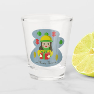 Meisje met de doos van de Kerstmisgift Shot Glas