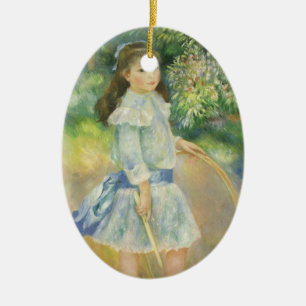Meisje met de hoepel van Pierre Renoir, Vintage Fi Keramisch Ornament