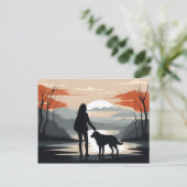 Meisje met de hond briefkaart (Staand voorkant)