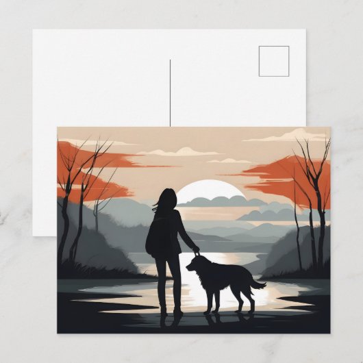 Meisje met de hond briefkaart (Voorkant / Achterkant)