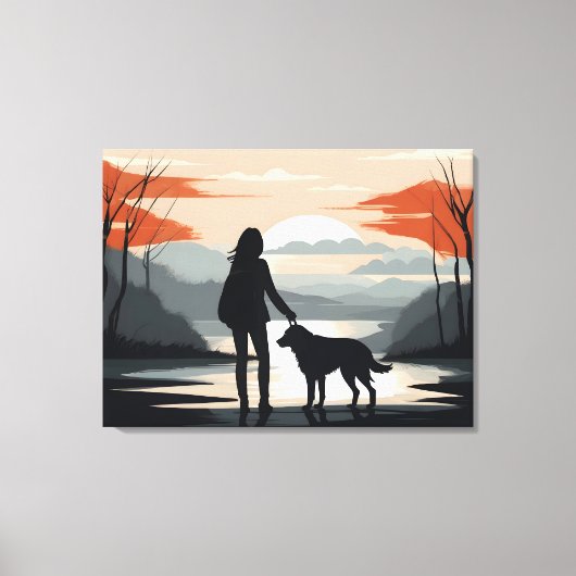 Meisje met de hond canvas afdruk (Voorkant)