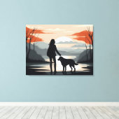 Meisje met de hond canvas afdruk (Insitu (Houten vloer))