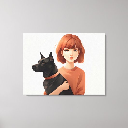 Meisje met de hond canvas afdruk (Voorkant)