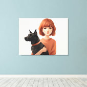 Meisje met de hond canvas afdruk (Insitu (Houten vloer))