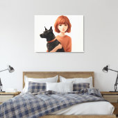 Meisje met de hond canvas afdruk (Insitu (Slaapkamer))