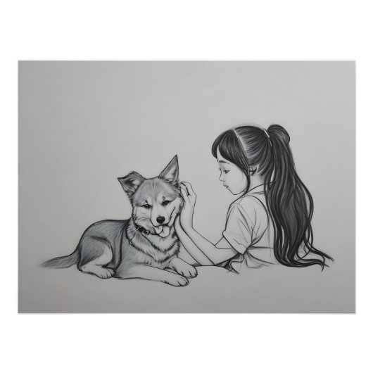 Meisje met de hond foto afdruk (Voorkant)