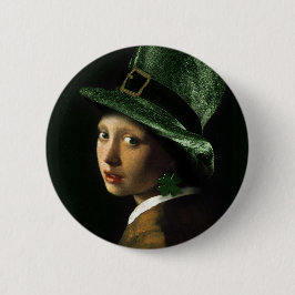 Meisje met de klaver die het verdient - St Patrick Ronde Button 5,7 Cm