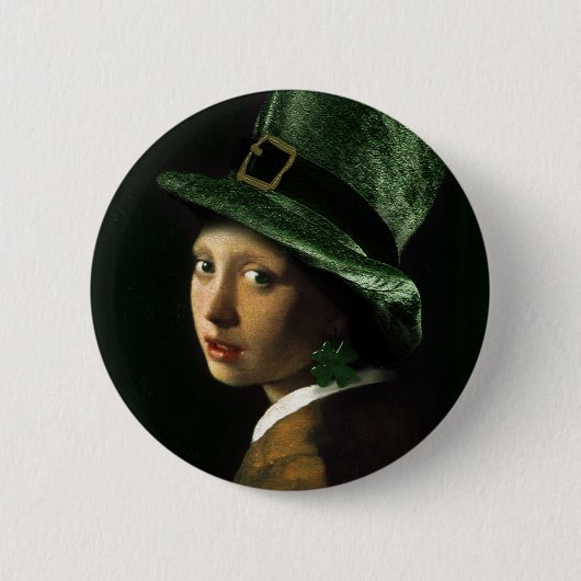 Meisje met de klaver die het verdient - St Patrick Ronde Button 5,7 Cm (Voorkant)