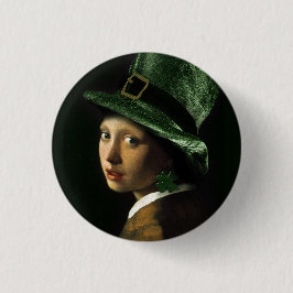 Meisje met de klaver die het verdient - St Patrick Ronde Button 5,7 Cm