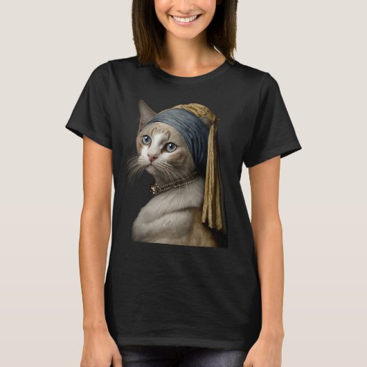 Meisje met de Parel Kat T-shirt (Voorkant)
