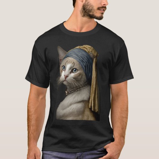 Meisje met de Parel Kat T-shirt (Voorkant)