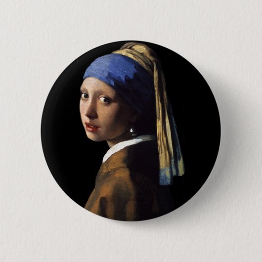 meisje met de parel ronde button 5,7 cm (Voorkant)