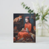 Meisje met de rare en maffe vogels briefkaart (Staand voorkant)