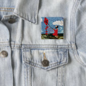 Meisje met de Rode Kite Vierkante Button 5,1 Cm (In situ)