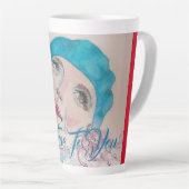 Meisje met de rode rozenBeret-Waterverf ben je tro Latte Mok (Rechterhoek)