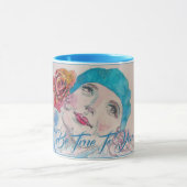 Meisje met de rode rozenBeret-Waterverf ben je tro Mok (Midden)