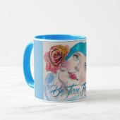 Meisje met de rode rozenBeret-Waterverf ben je tro Mok (Voorkant links)