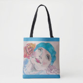 Meisje met de rode Waterverf Grocery Canvas tas (Voorkant)